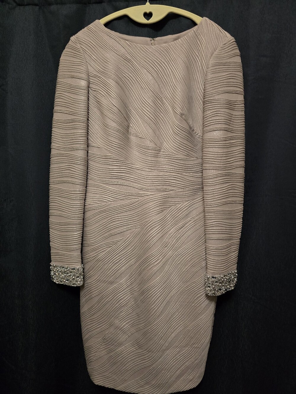 Eliza J. Women's Embellished Cuff Wavy Knit Sheath Dress Sillver Size 6